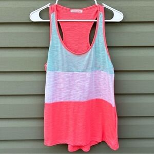 Ardene Neon Colorblock Slub Knit Racerback Tank Top Womens Size L